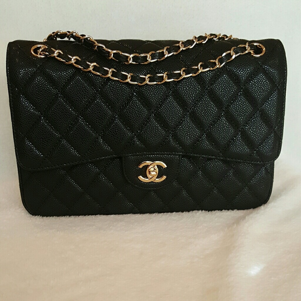 Caviar double flap handbag